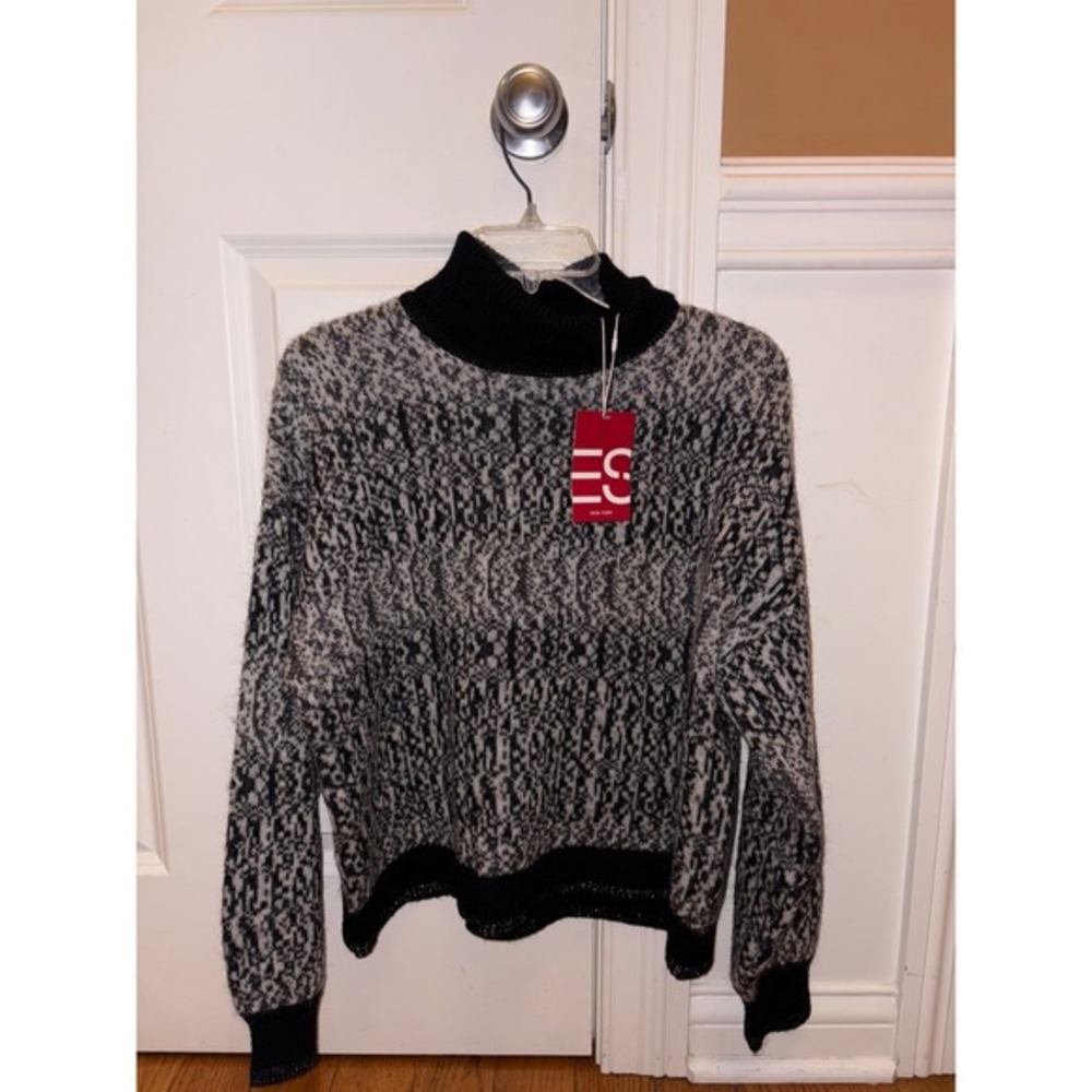 New Esprit Women's Turtleneck Sweater Gray Black Knit Long Sleeve Size S‎